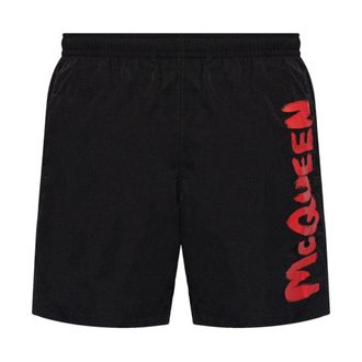 Alexander McQueen Alexander McQueen, Beachwear, male, Black, Size: S Black and Red Swimwear Aw24