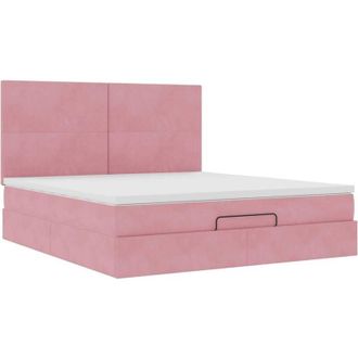 vidaXL Estructura De Cama Otomana Colchones Terciopelo Rosa 180x200cm Vidaxl