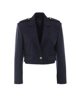 Pinko Cropped Tailored Blazer With Structured Lapels And Flap Pockets