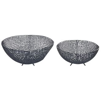 Beliani Conjunto De 2 Cuencos De Metal Negro Dise&ntilde;o Calado Accesorio Decorativo Krukut