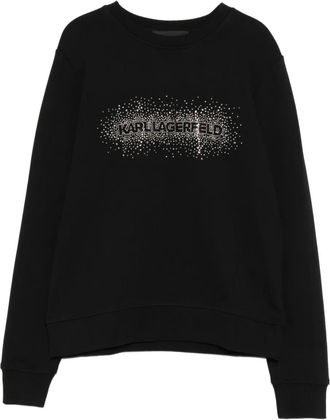 Karl Lagerfeld logo rhinestone-embellished sweatshirt - women - Cotton - S - Black