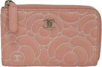 Chanel Pre-owned Camellia Calfskin Coin Case - Dames - Vintage Accessoires - Roze - ONE Size - Leer - Vintage