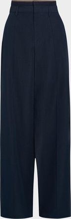 Vince High-Rise Rib-Trim Trousers
