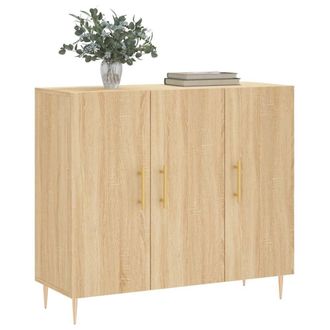 Berkfield Home Sideboard Sonoma Oak 90x34x80 cm Engineered Wood in Light Tan | Size: 90 x 34 x 80 cm