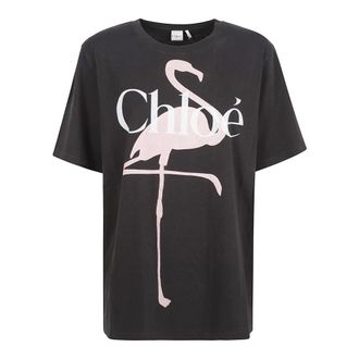 Chlo&eacute; T-Shirts, female, Black, Size: M Generous crew-neck T-shirt