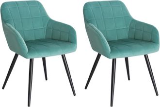 Woltu Woltu - 2 X Sillas De Comedor Nordicas Estilo Vintage Juego De 2 Silla De Cocina Silla Tapizada Con Reposabrazos Tapizadas En Terciopelo Estructura De