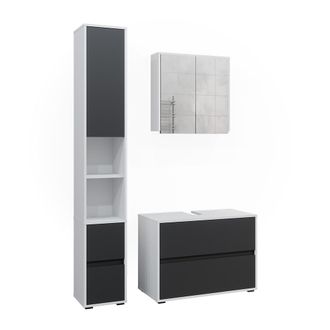 Vicco Conjunto De Muebles De Ba&ntilde;o Maltin, Blanco/antracita, 3 Partes, Con Unidad Alta