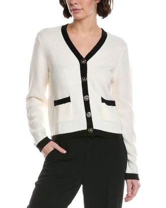 CeCe by Cynthia Steffe Cece Flower Button V-Neck Cardigan