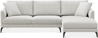 Castlery Lena Chaise Sectional Sofa Right Facing Customized, Light Grey, Matte Black Legs, Castlery, Spill Resistant, Removable Covers for Sofas
