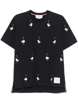 Thom Browne embroidered-motif T-shirt - men - Cotton - 00 - Blue