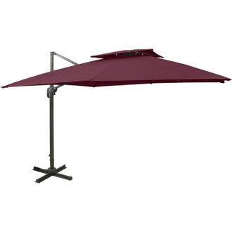 vidaXL Paraguas De Voladizo Con Doble Toldo 300x300 Cm Borgo&ntilde;a