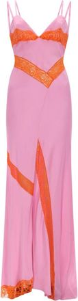 Msgm Pink Lace V Neck Maxi Dress