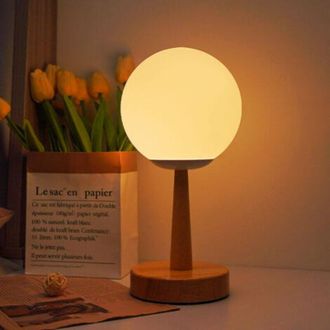 OEM L&aacute;mpara De Noche De Madera Con Tem&aacute;tica Espacial Y Pantalla De Cristal Regulable - Alimentaci&oacute;n Usb, Brillo Ajustable, Control Por Bot&oacute;n Para Una Deco