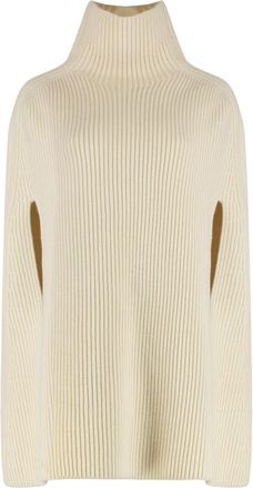 Jil Sander Natural High Neck Ribbed Cape