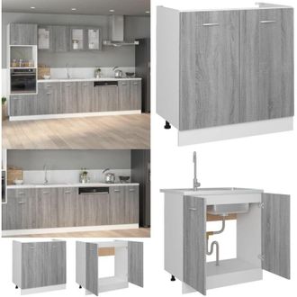 vidaXL Mobiletto Lyon Grigio Sonoma 80x46x81,5 cm - Mobile sottolavello - Armadietto cucina