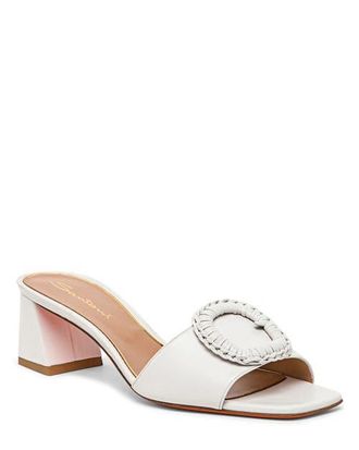 Santoni Womens leather mid-heel sandal in White at Nordstrom, Size 7.5