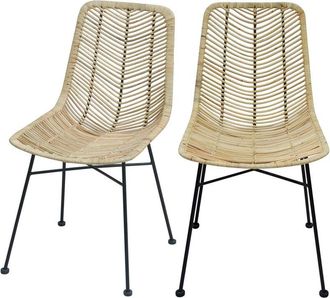 Rendez-Vous D&eacute;co Rendez-vous D&eacute;co - Set de 2 sillas de rat&aacute;n natural con patas de metal - Tamara