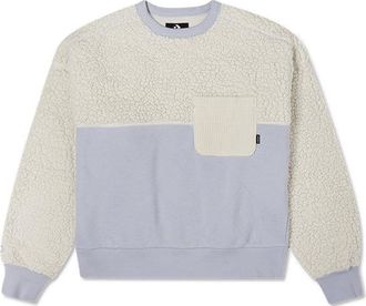 Converse (WMNS) Converse Splicing Lambs Wool Round Neck Pullover Milk White Hoodie 10022348-A04