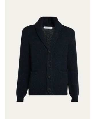 Iris Von Arnim Mens Melange Knit Wool & Cashmere Cardigan