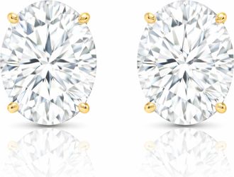 MAX + STONE Solid 14k Yellow Gold Oval Cut Cubic Zirconia Stud Earrings