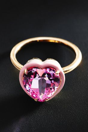 Anthropologie Alison Lou Sapphire Heart Cocktail Ring