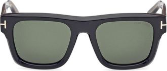 Tom Ford Icon 53mm Square Sunglasses in Shiny Black /Green at Nordstrom