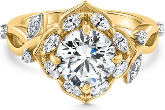 Pompeii3 Certified 2.53Ct Diamond Engagement Vine Petal Ring 14k Yellow Gold Lab Grown Size: 7