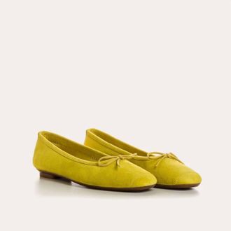 Reqins Womens Ballerinas Harmony Suede Leather Flat In Yellow