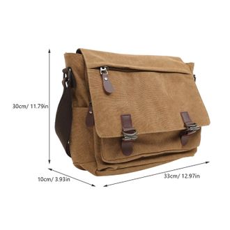 Frcolor PACKOVE MenS Canvas Crossbody Bag Khaki Adjustable Shoulder Messenger Bag for Students and Casual Wear, Medium-Sized Cross Body Purse with Large Capac