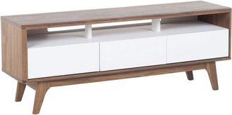 Beliani Beliani - Modern tv Stand Unit Dark Wood Frame White Drawers Storage Sideboard Syracuse
