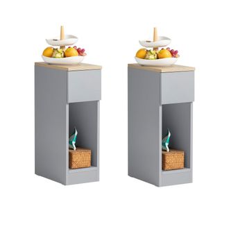 SoBuy Set De 2 Mesas Auxiliares Mesita De Noche Con 1 Caj&oacute;n Mesa Para Sal&oacute;n Comedor 20 X 35 X 60 Cm Gris Fbt111-hgx2 Sobuy Es