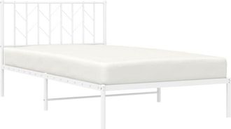 vidaXL Estructura Cama Sin Colch&oacute;n Con Cabecero Metal Blanco 107x203cm Vidaxl