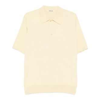 Auralee Giza High Gauge Knit Polo - Heren - Polos - Geel - XL - Katoen - Tops