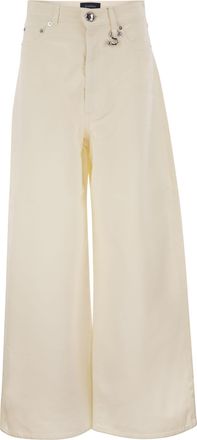 Sportmax Sportmax Spdsiamese katoenen denimjeans met wijde pijpen en kenmerkend metalen detail
