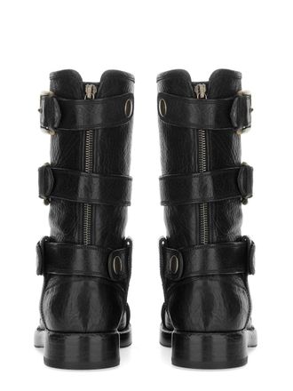 Dolce & Gabbana Leather Buckle Boot - Black