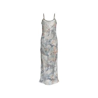 Diesel Gaya-Utlt Transparante Jurk - Dames - Maxi kleedjes - Groen - XS - Polyester - Kleedjes