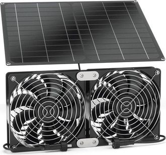 No Brand Ventilador Solar De 15 W, Panel Impermeable Y Doble Ventilador, Adecuado Para Invernaderos Y Gallineros Exteriores