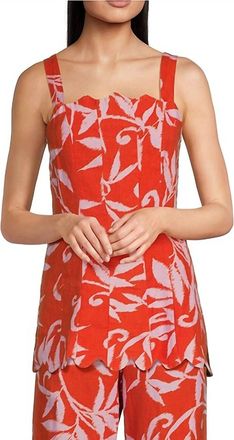 Tyler Böe Vanessa Tropical Orchid Top In Orange/pink