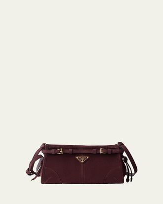 Prada Bonnie Belted Suede Shoulder Bag