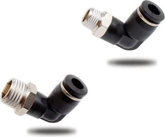 OEM Set Di 6 Raccordi Pneumatici Rapidi Con Filettatura Maschio Nera, A Gomito Da 4 Mm E M5, Per Utensili Fai Da Te E Sistemi Ad Aria Compressa