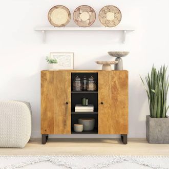 vidaXL Aparador Con 2 Puertas Madera Maciza De Mango 90x33x75 Cm Vidaxl