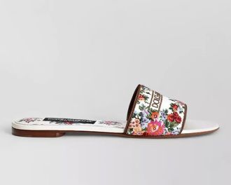 Dolce & Gabbana floral-print embroidered flat sandals