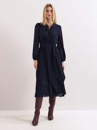 Phase Eight Marina Pleated Midi Dress in Navy at Nordstrom, Size 14