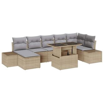 vidaXL Garden Sofa Set with Storage 8 pcs Beige Poly rattan vidaXL