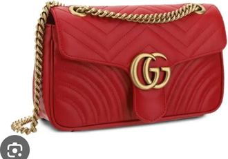 Gucci Small Red Calfskin Matelasse GG Marmont
