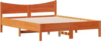 vidaXL Vidaxl - Cama Sin Colch&oacute;n Madera Maciza Pino Marr&oacute;n Cera 150x200 Cm