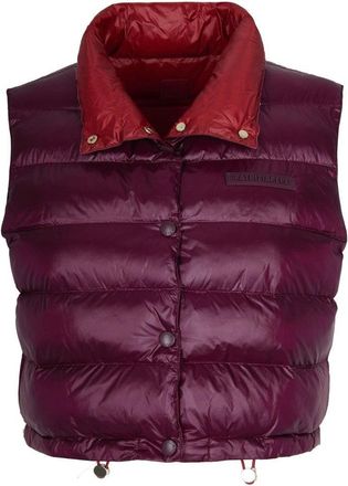 Patrizia Pepe Short Sleeveless Double-Face Down Jacket Purple/Velvet Red