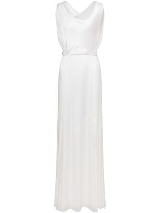 Alberta Ferretti pleat-detail satin dress - women - Silk/Acetate - 46 - White
