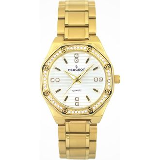 Peugeot Hexagonal crystal bezel bracelet watch- 32MM in Gold at Nordstrom