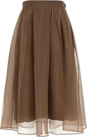 Brunello Cucinelli Circle Midi Rok - Dames - Midirokken - Bruin - S - Rokken